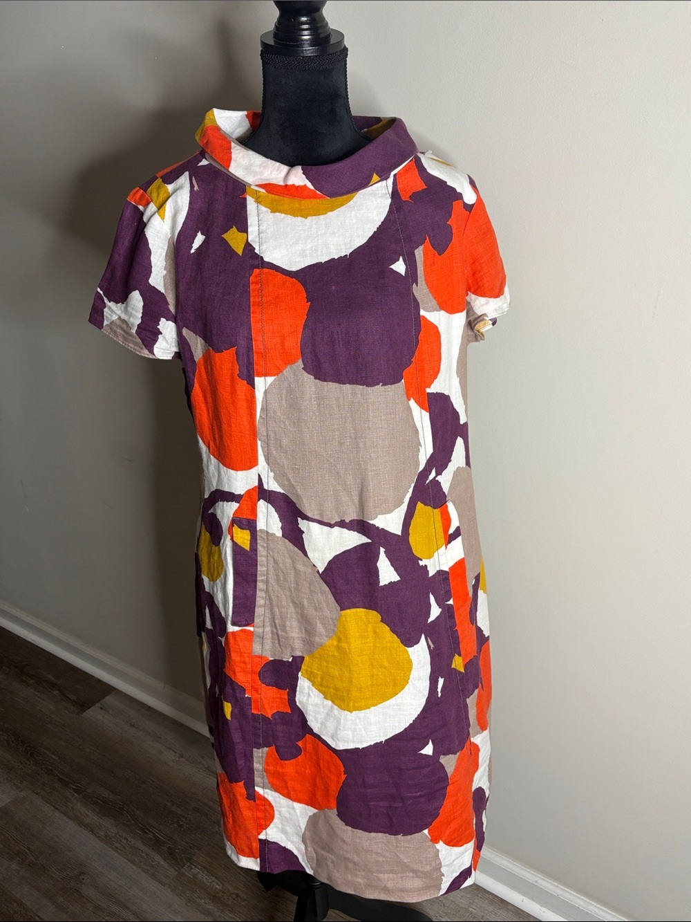 Boden Abstract Colorblock Shift Dress - Purple, Orange, Mustard, Cream
